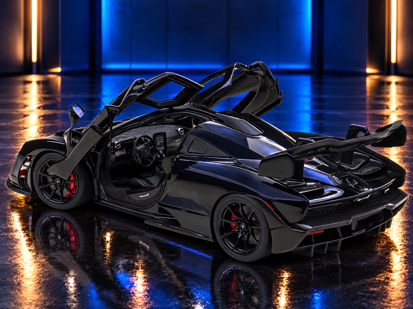 Mclaren Senna Stealth Cosmos Black with Carbon Accents — Autoart 1:18 collector model