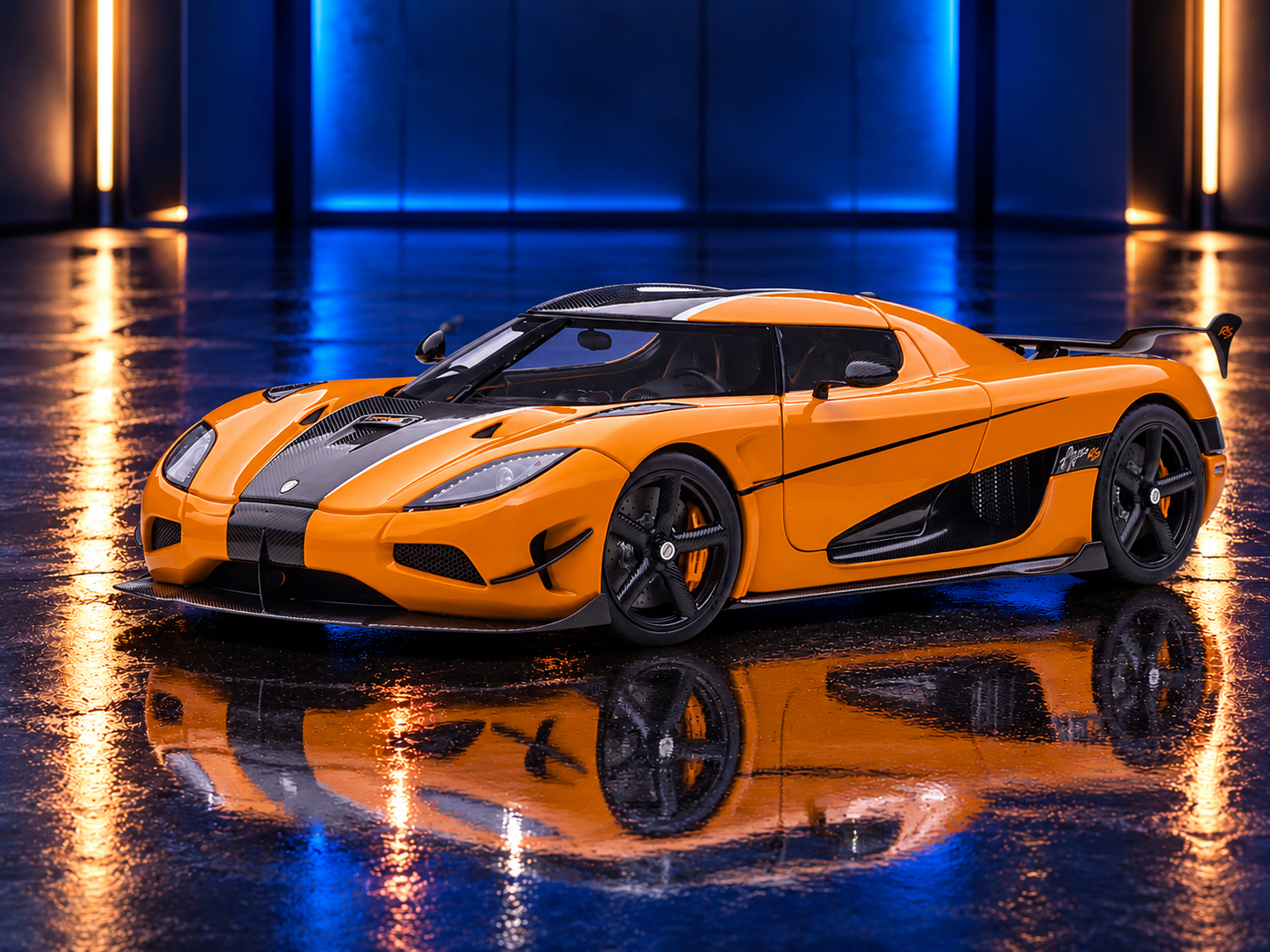 Koenigsegg Agera RS Cone Orange with Black Carbon Accents — Autoart 1:18 collector model