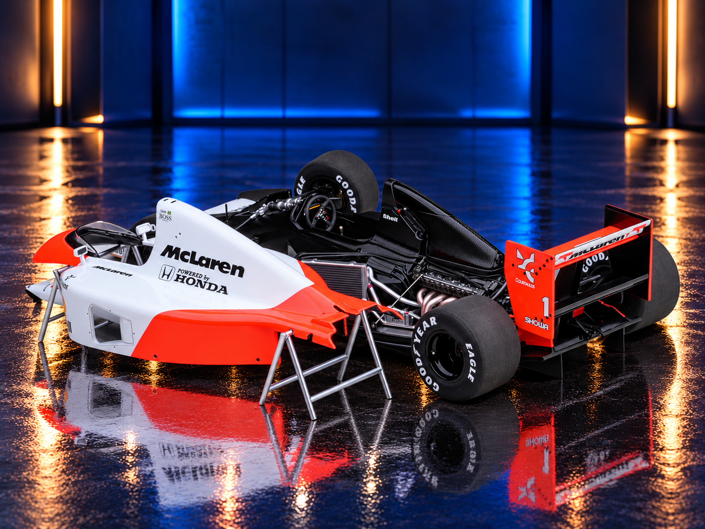 McLaren Honda MP4/6 #1 Ayrton Senna 2nd Place Formula One F1 Japanese GP (1991) (with McLaren Logo) — Autoart 1:18 collector model